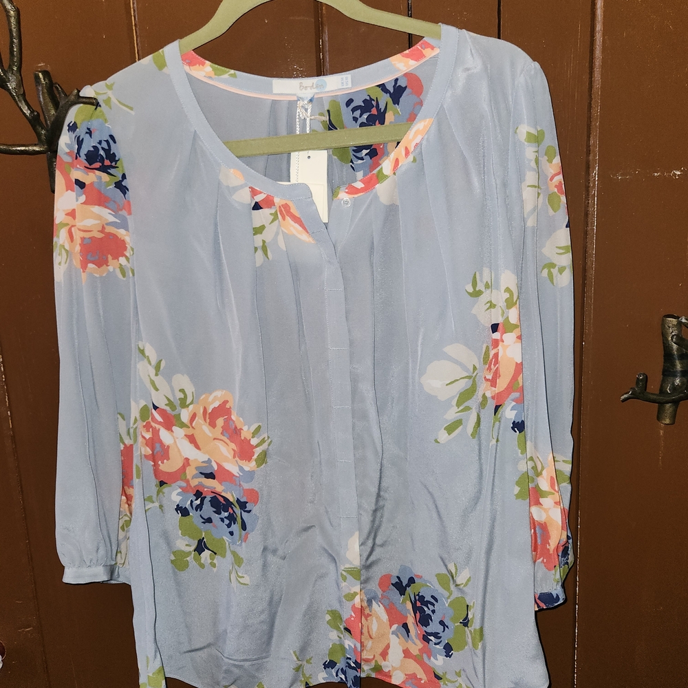 Boden Light Blue Floral Blouse